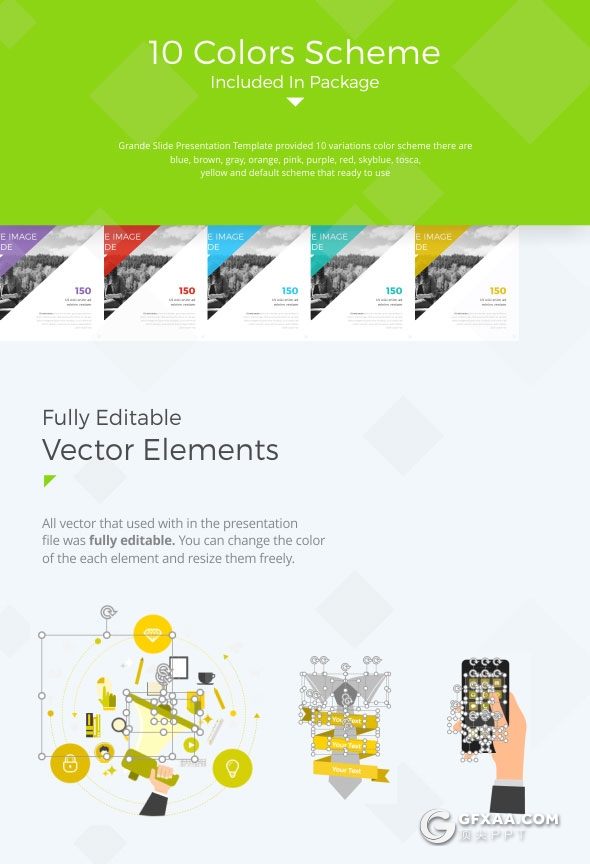 11种配色65页创意图形切割PPT通用模板 - 顶尖PPT