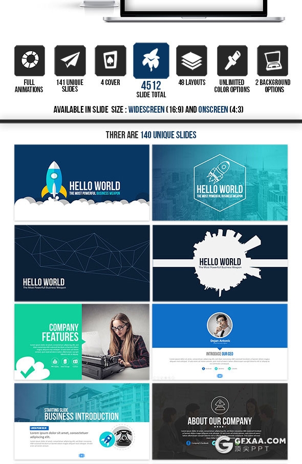 8种配色140页精美卡通插画图形设计PPT模板 - 顶尖PPT