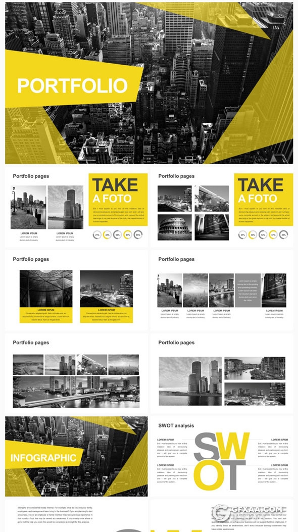 6种配色175页创意图形组合多用途PPT模板 - 顶尖PPT