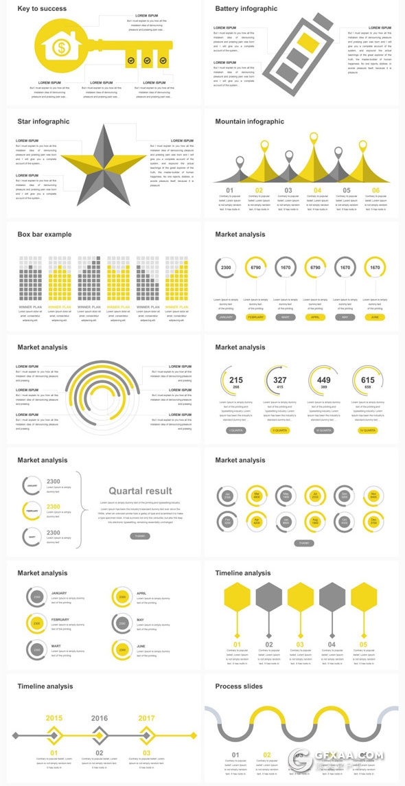 6种配色175页创意图形组合多用途PPT模板 - 顶尖PPT