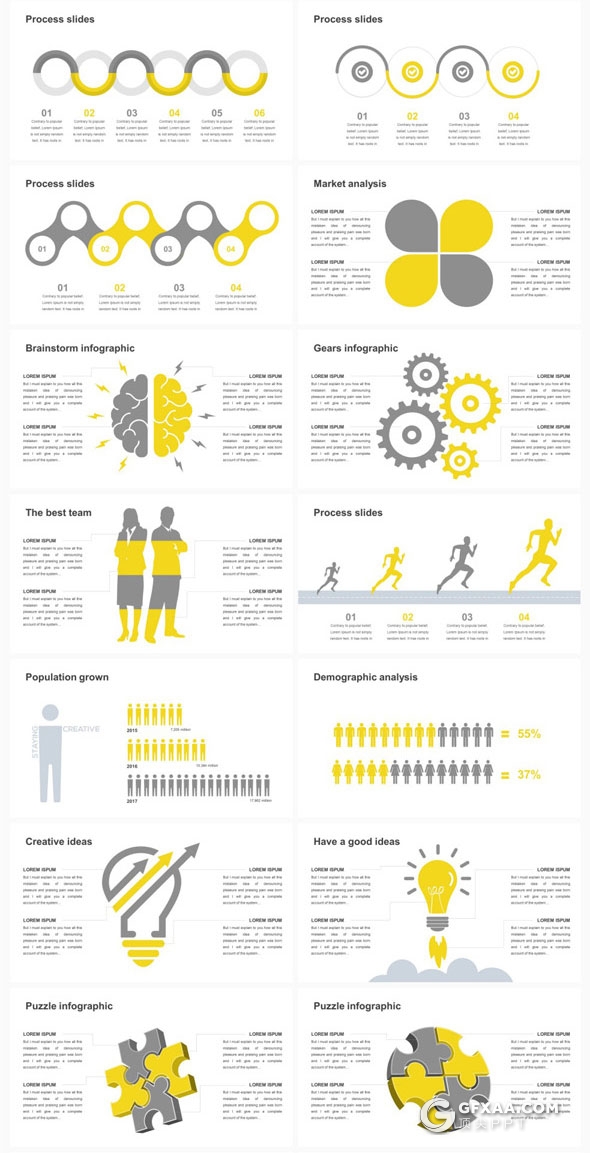 6种配色175页创意图形组合多用途PPT模板 - 顶尖PPT