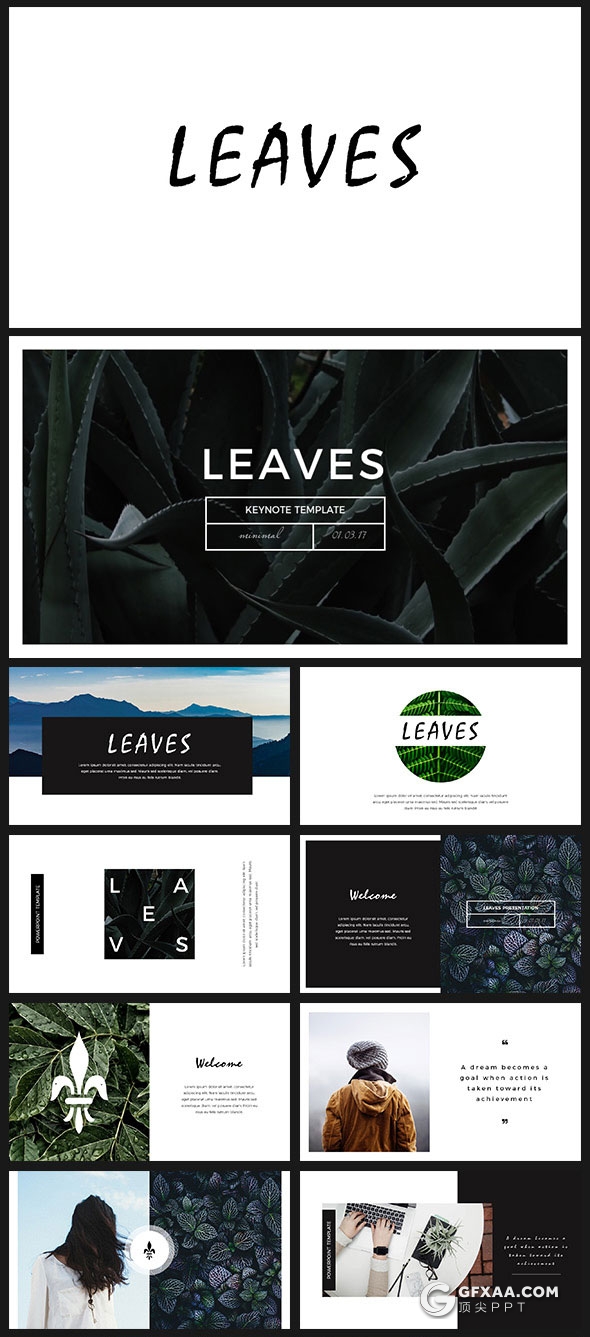 80多页简约文艺风格keynote模板 - 顶尖PPT