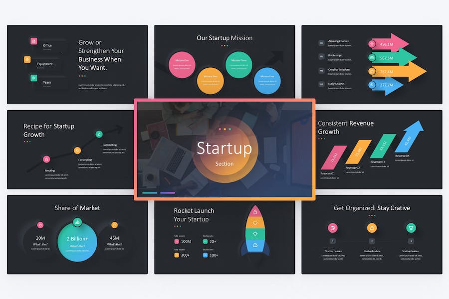 彩色步骤要点展示图形PPT模板 - 顶尖PPT