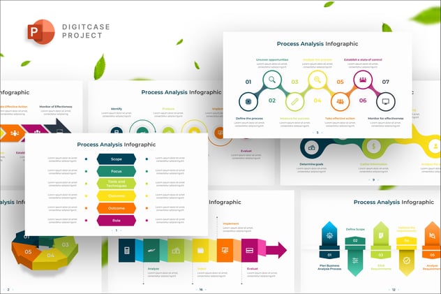 彩色过程分析信息图形PPT模板 - 顶尖PPT