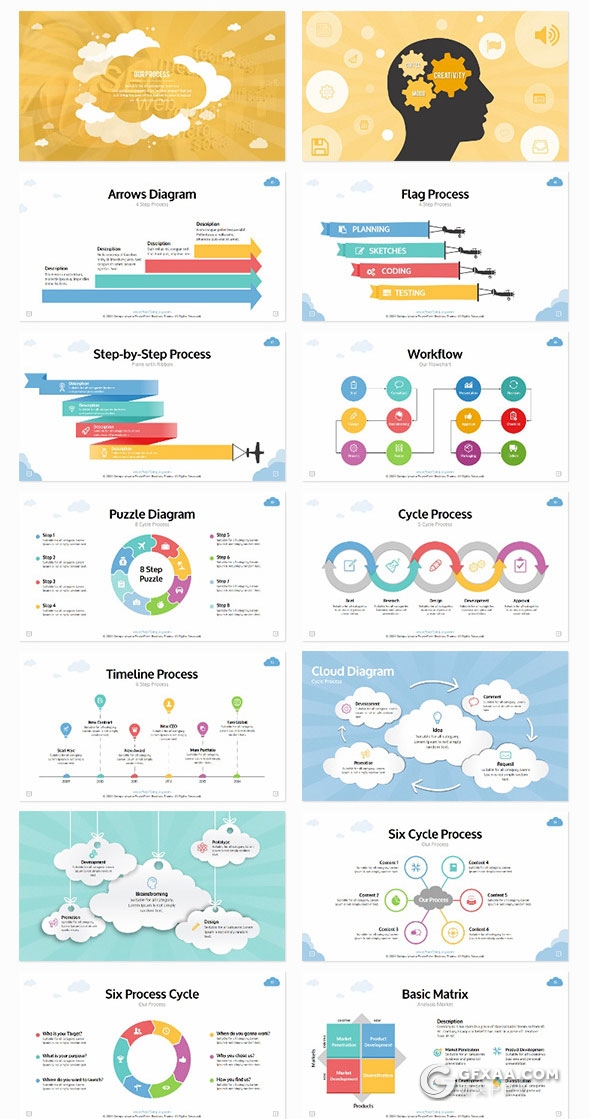 130页5种配色卡通商务多用途PPT模板 - 顶尖PPT