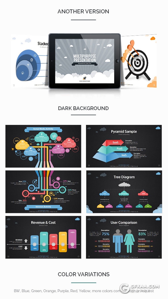 130页5种配色卡通商务多用途PPT模板 - 顶尖PPT