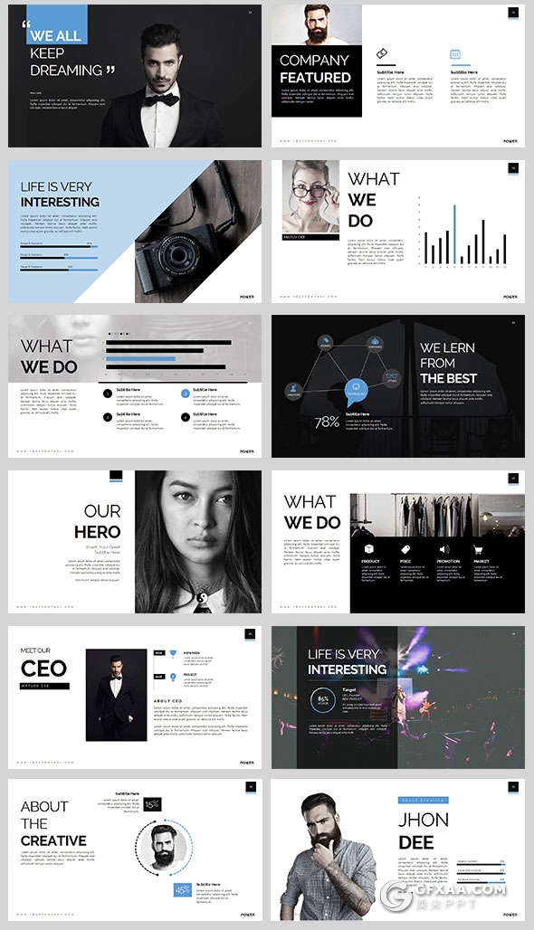 100页24种配色创意杂志风格keynote模板 - 顶尖PPT