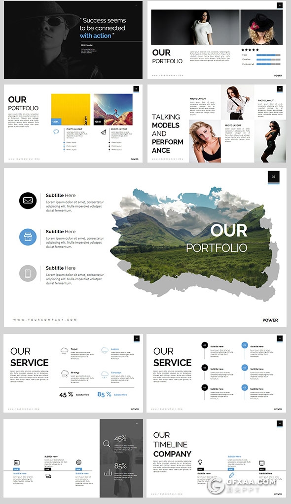 100页24种配色创意杂志风格keynote模板 - 顶尖PPT