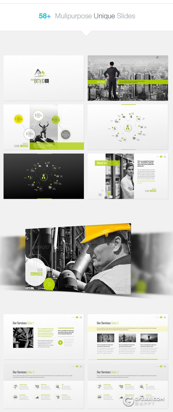 59页欧美商务多用途PPT模板两种尺寸规格 - 顶尖PPT