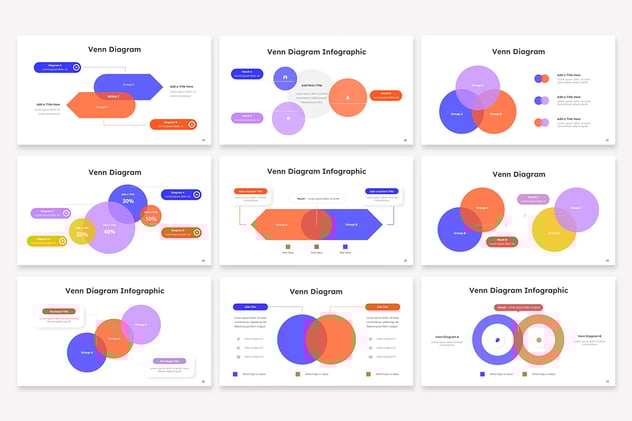 维恩图数据对比展示PPT模板 - 顶尖PPT