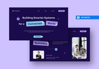 紫蓝色人工智能和机器学习演讲keynote模板 - 顶尖PPT