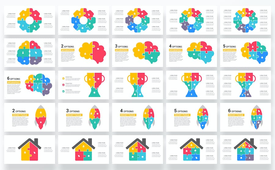 拼图式知识结构展示Keynote模板 - 顶尖PPT