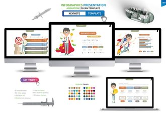 商业卡通人物图形插画keynote模板 - 顶尖PPT