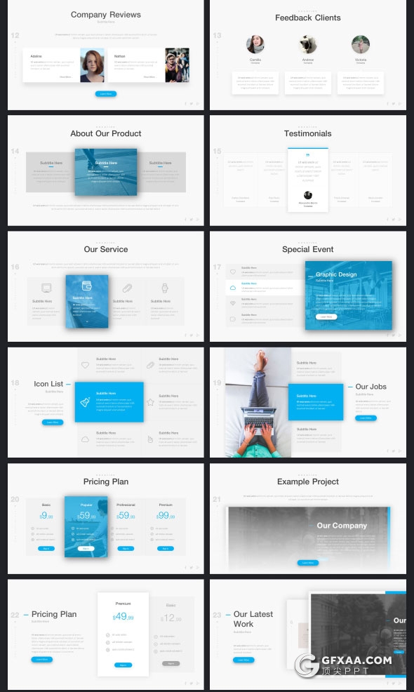 22种配色63页精致设计商务PPT模板 - 顶尖PPT