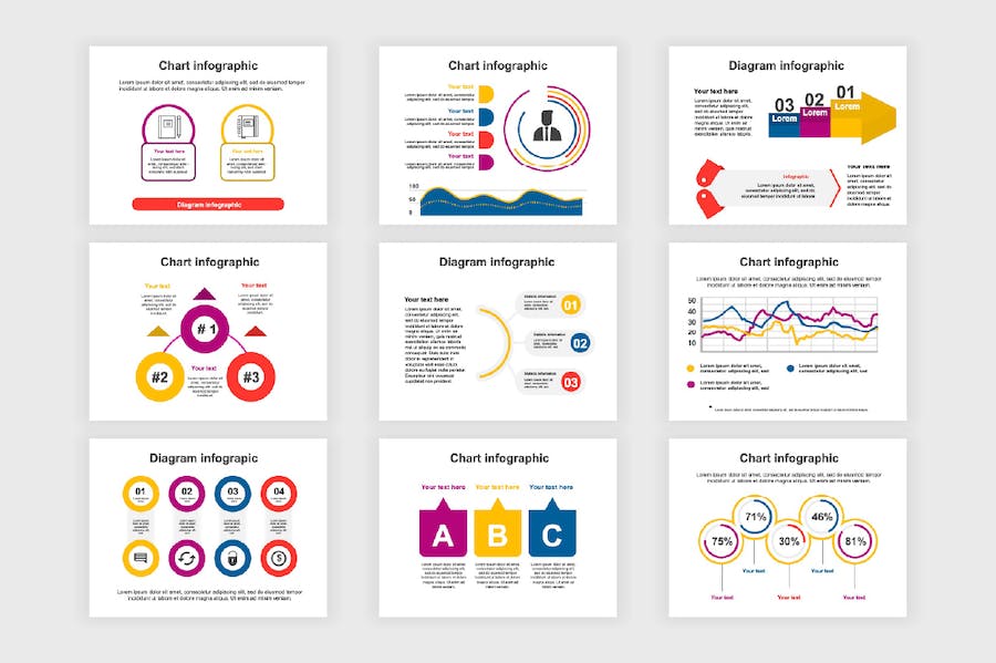 彩色数据信息图表多用途PPT模板 - 顶尖PPT