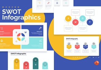 SWOT战略分析框架信息图形PPT模板 - 顶尖PPT