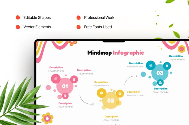 彩色发散性思维导图架构图形keynote模板 - 顶尖PPT