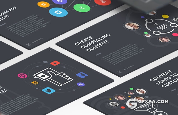 56页10种配色社交媒体分享营销keynote模板 - 顶尖PPT