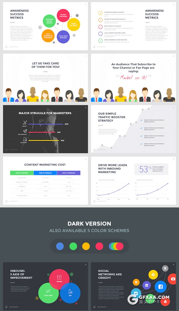 56页10种配色社交媒体分享营销keynote模板 - 顶尖PPT