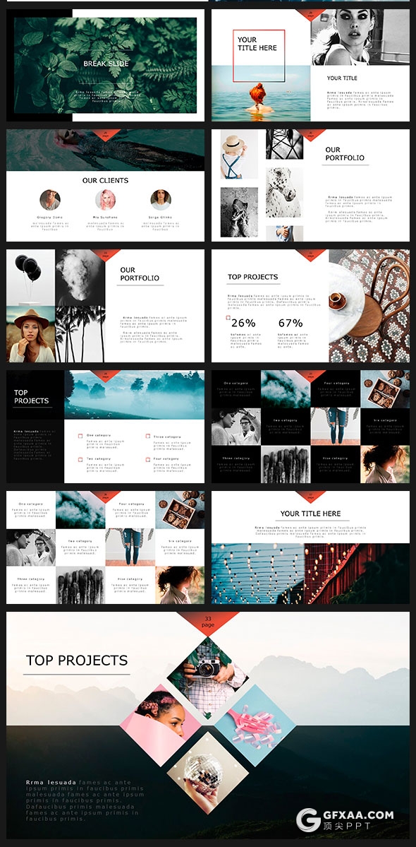 70页摄影图片展示多用途PPT模板 - 顶尖PPT