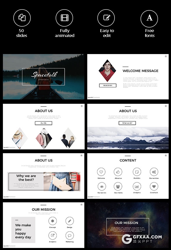 50页极简文艺范多用途PPT模板 - 顶尖PPT