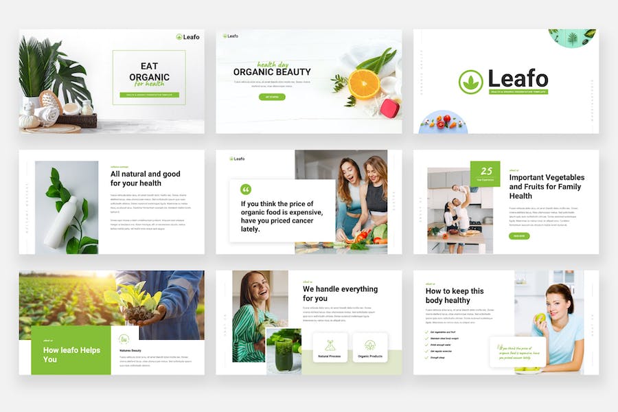 健康有机绿色食品keynote模板 - 顶尖PPT