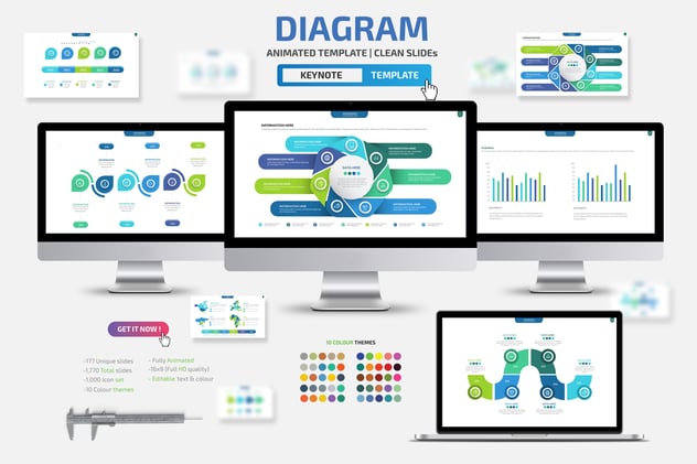 keynote创意数据图形大合集模板 - 顶尖PPT