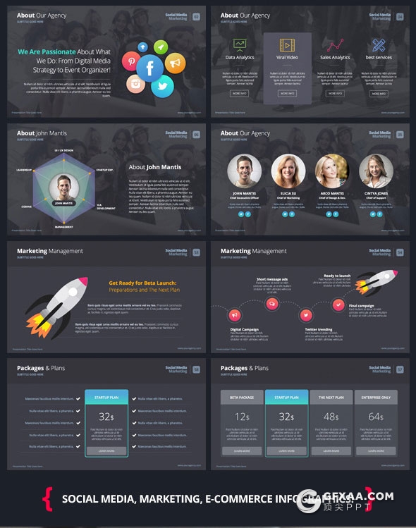 79页深色底精美图形图标设计keynote模板 - 顶尖PPT