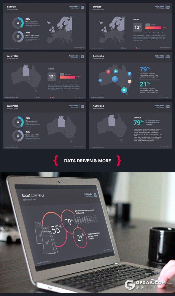 79页深色底精美图形图标设计keynote模板 - 顶尖PPT
