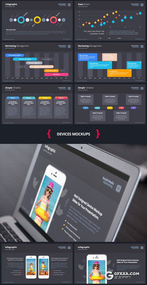 79页深色底精美图形图标设计keynote模板 - 顶尖PPT