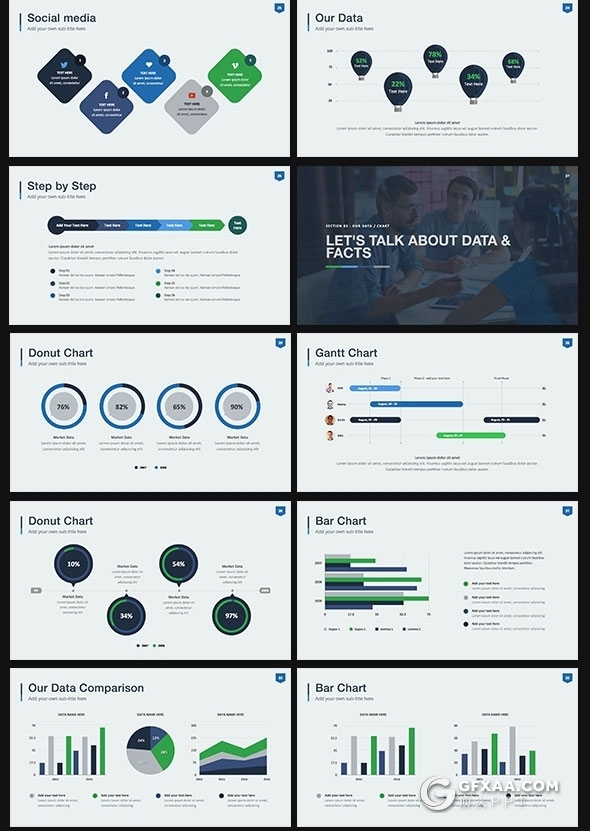 2种尺寸6种配色45页商务风格PPT模板 - 顶尖PPT