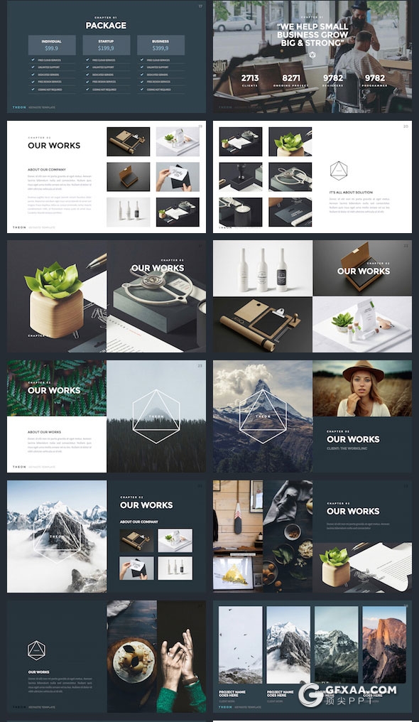 72页8种配色设计公司个人作品展示keynote模板 - 顶尖PPT