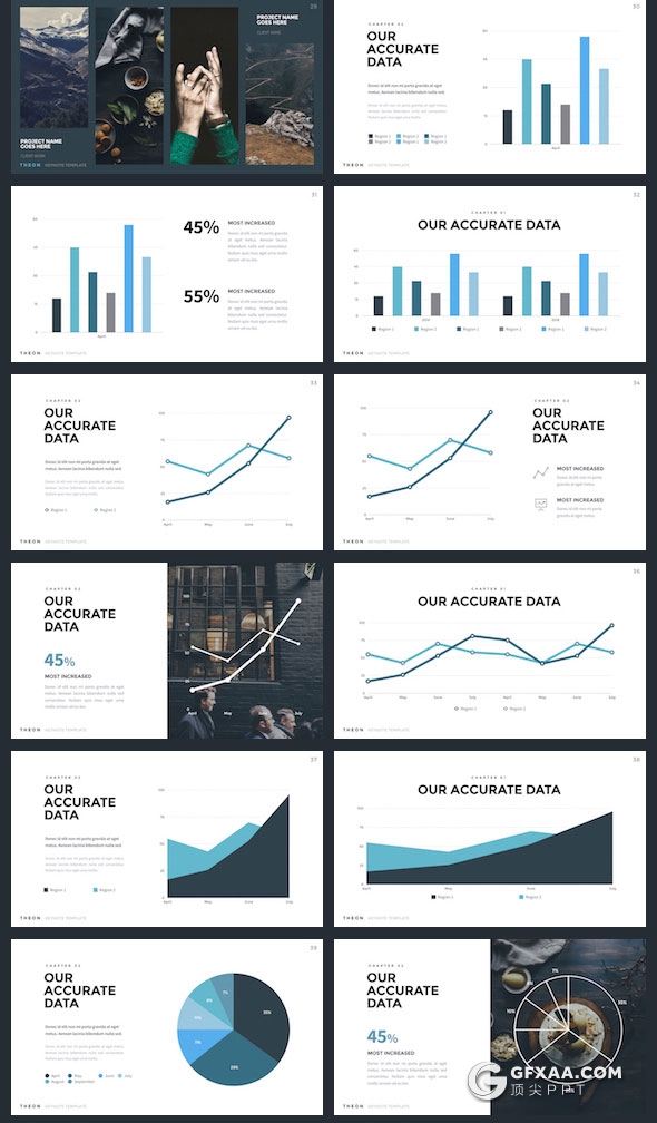 72页8种配色设计公司个人作品展示keynote模板 - 顶尖PPT