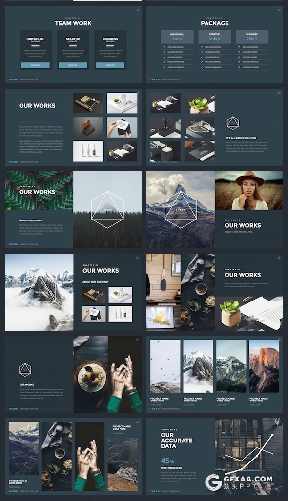 72页8种配色设计公司个人作品展示keynote模板 - 顶尖PPT