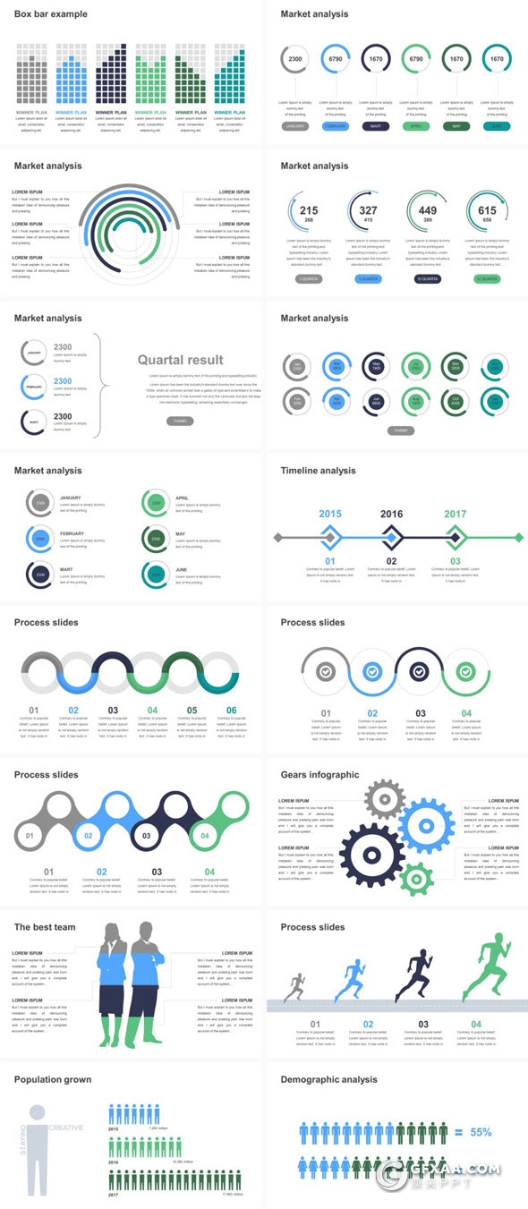 174页7种配色创意剪切图片多用途PPT模板 - 顶尖PPT