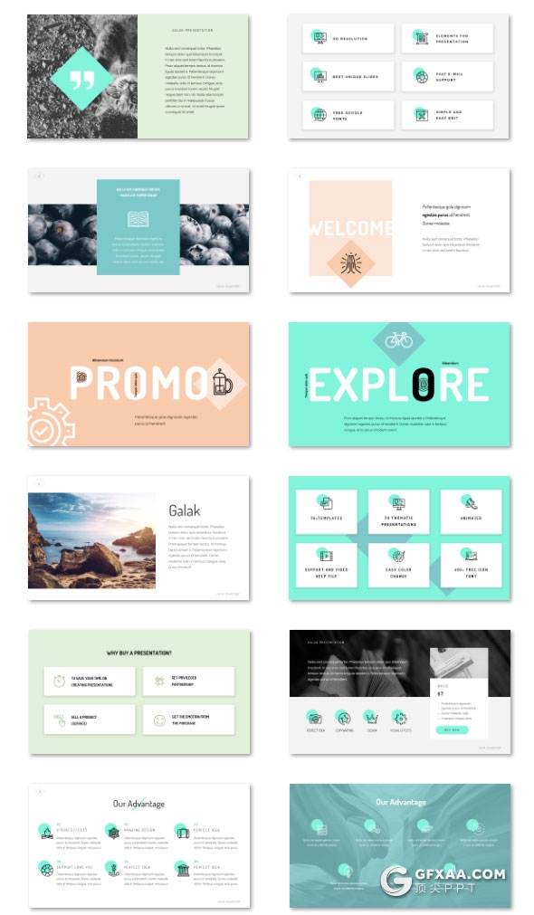 133页文艺唯美靓丽配色风格PPT模板 - 顶尖PPT