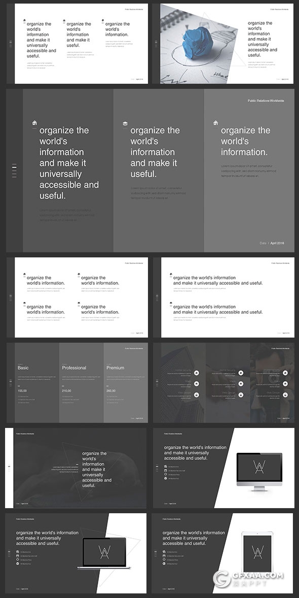 110页创意黑白灰工作经历介绍keynote模板 - 顶尖PPT