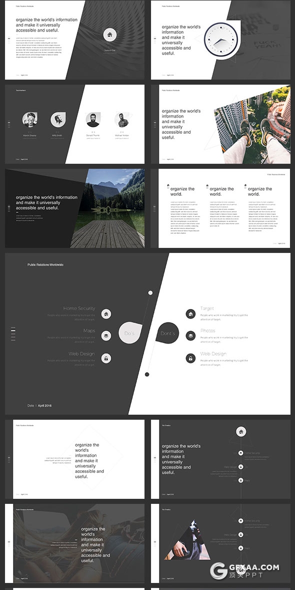 110页创意黑白灰工作经历介绍keynote模板 - 顶尖PPT