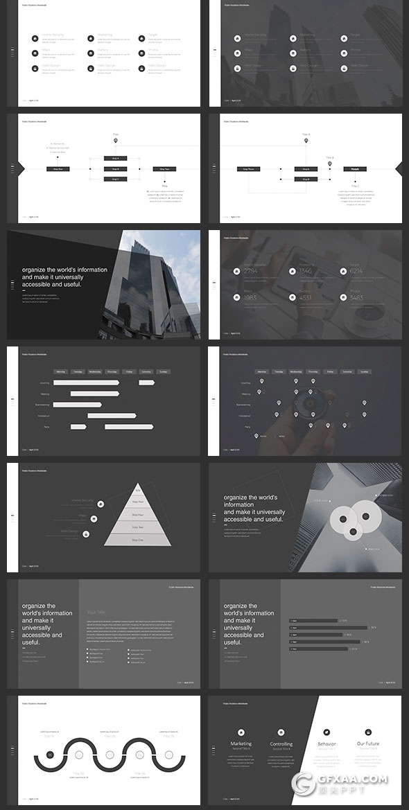 110页创意黑白灰工作经历介绍keynote模板 - 顶尖PPT