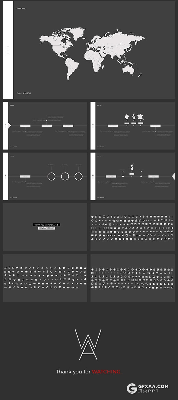 110页创意黑白灰工作经历介绍keynote模板 - 顶尖PPT