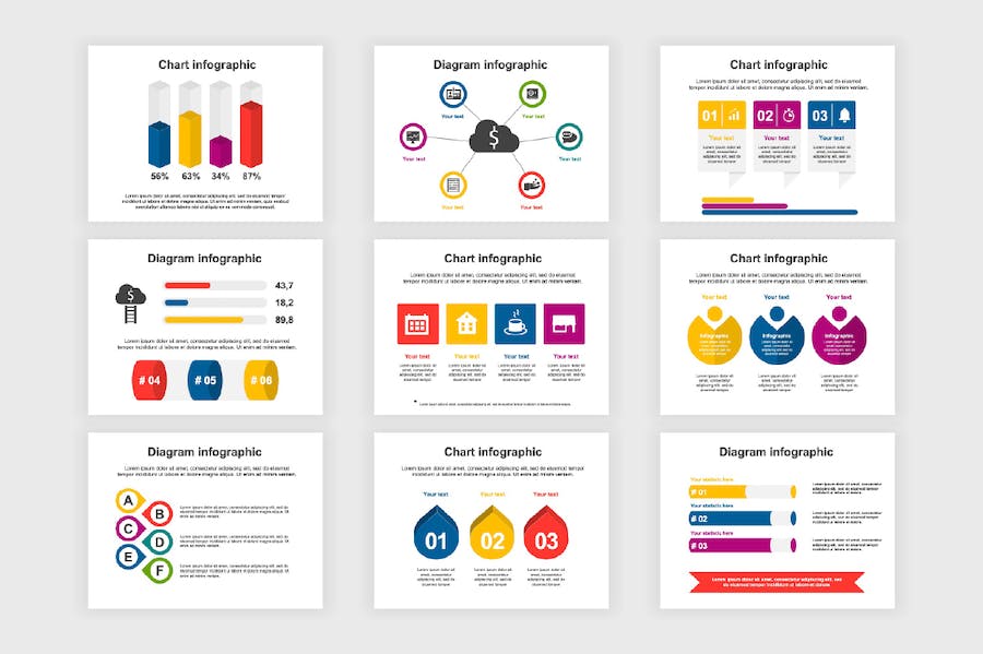 彩色数据信息图表多用途PPT模板 - 顶尖PPT
