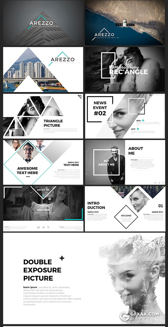 98页创意图片切割商务多用途PPT模板20种配色 - 顶尖PPT