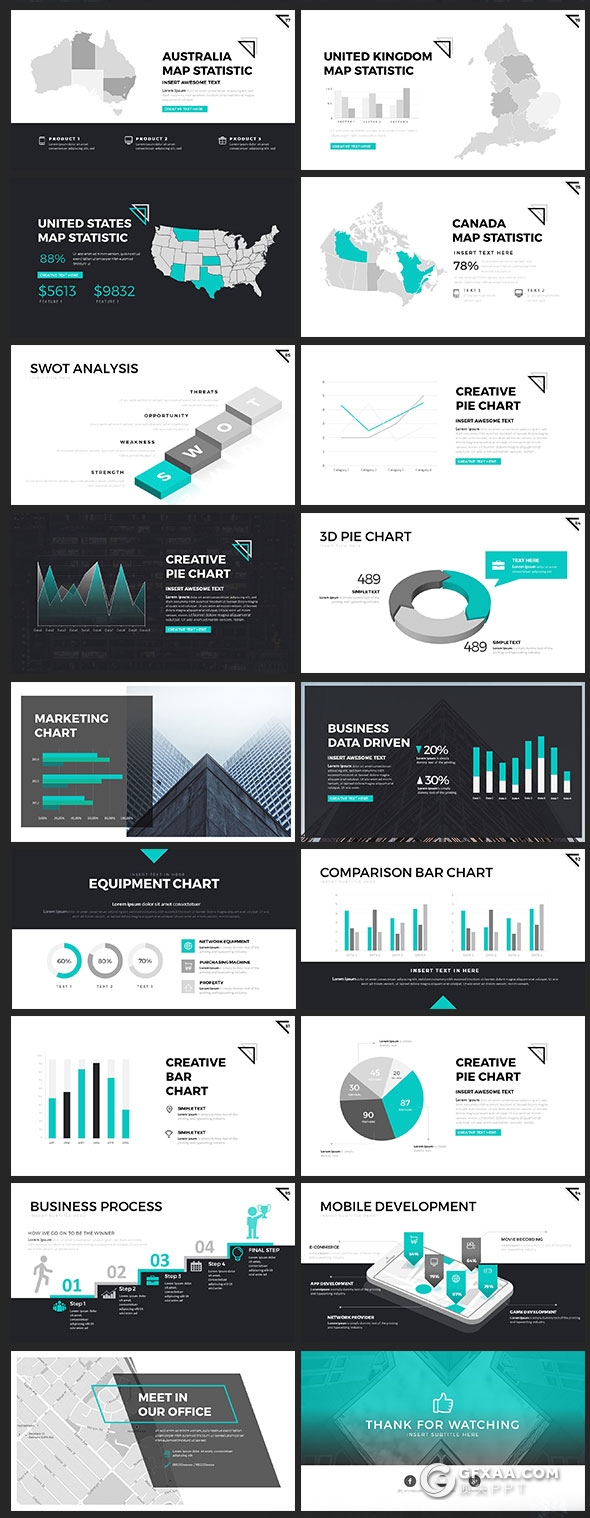 98页创意图片切割商务多用途PPT模板20种配色 - 顶尖PPT