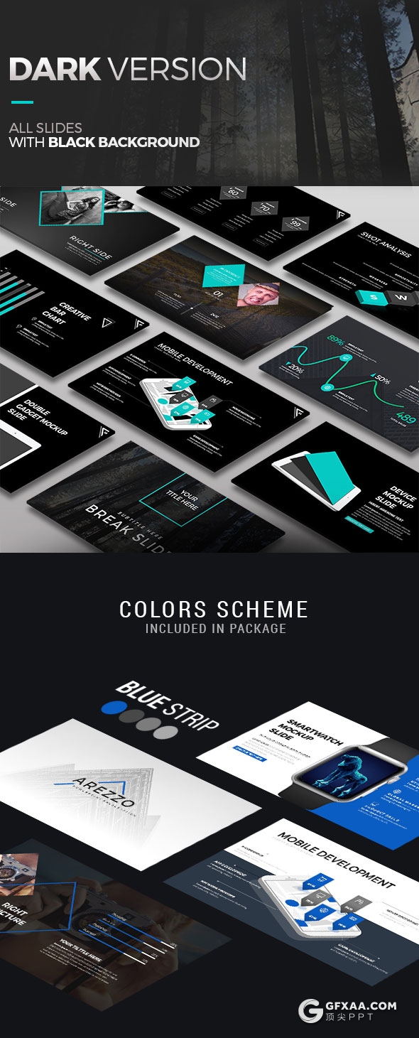 98页创意图片切割商务多用途PPT模板20种配色 - 顶尖PPT