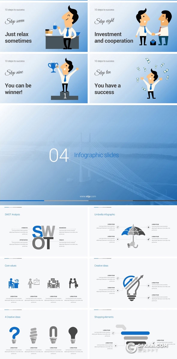 179页卡通人物蓝色商务风格PPT模板 - 顶尖PPT