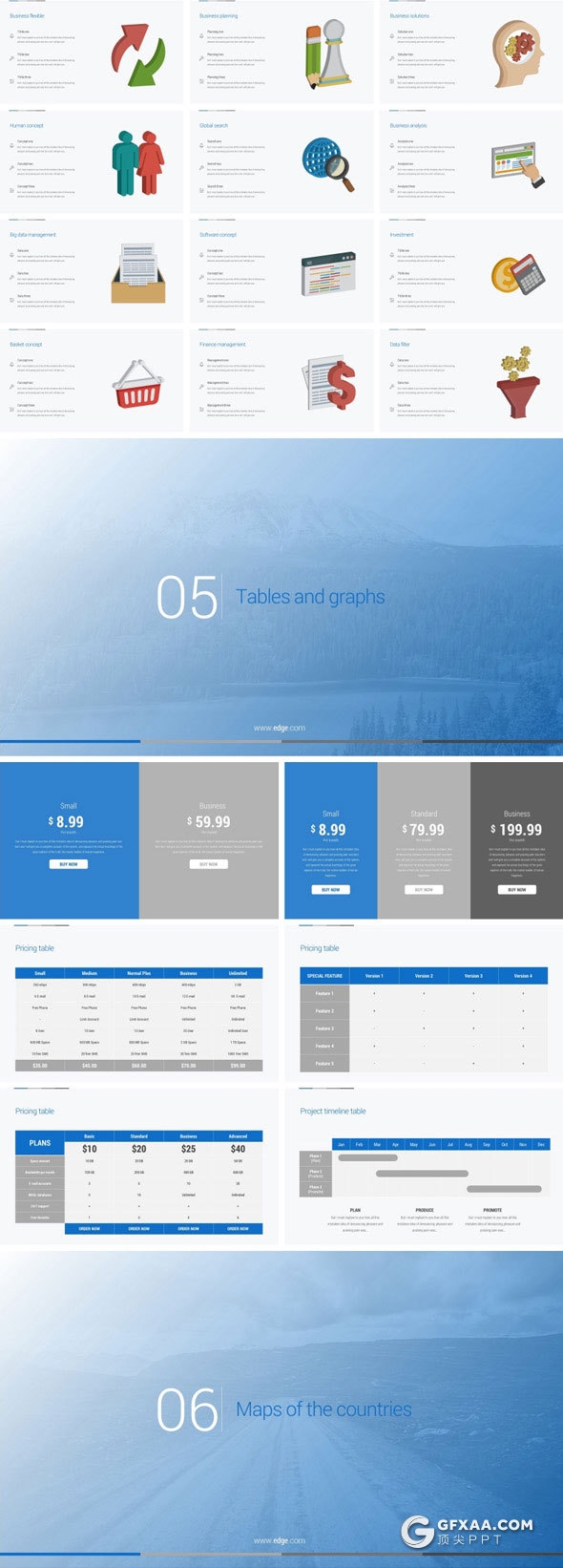 179页卡通人物蓝色商务风格PPT模板 - 顶尖PPT