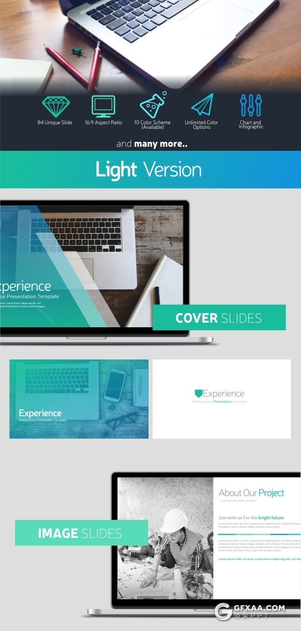 10种配色85页渐变色多用途PPT模板 - 顶尖PPT