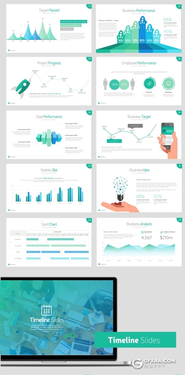 10种配色85页渐变色多用途PPT模板 - 顶尖PPT