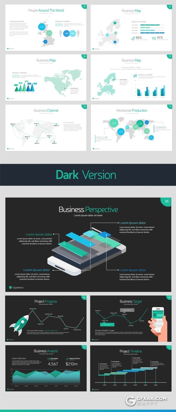 10种配色85页渐变色多用途PPT模板 - 顶尖PPT