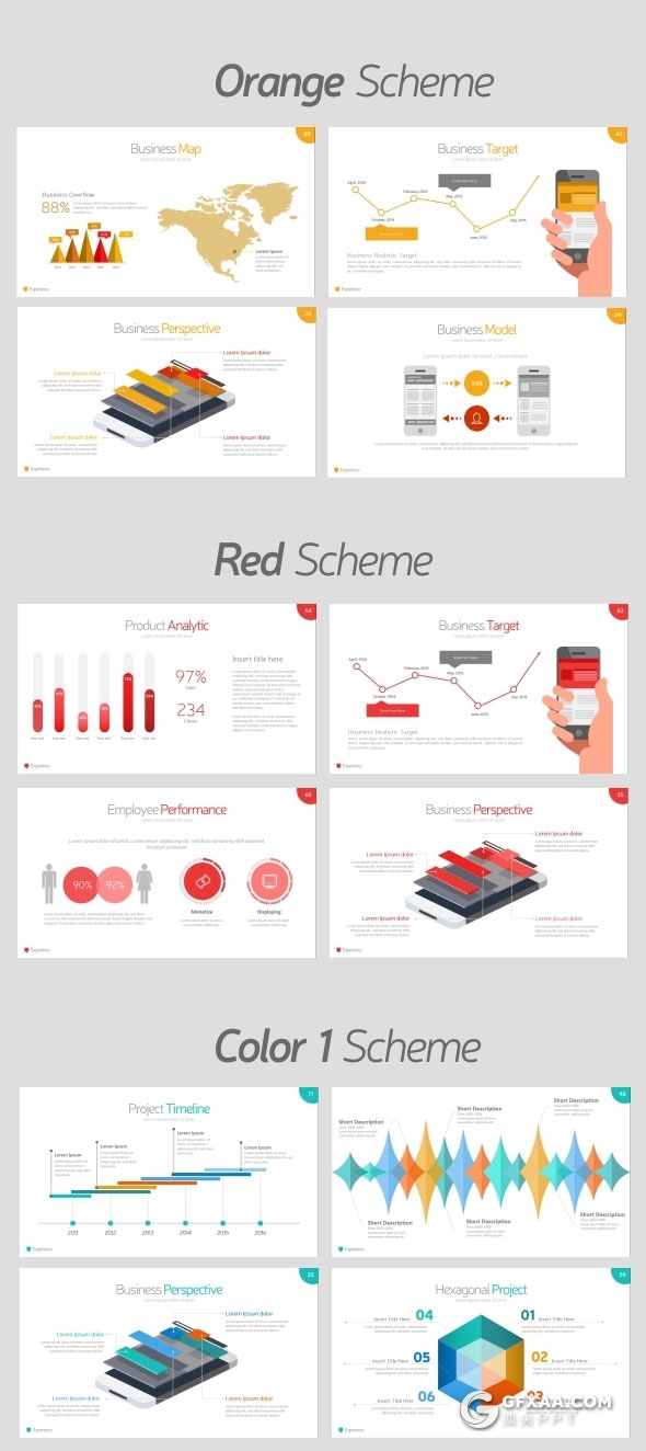 10种配色85页渐变色多用途PPT模板 - 顶尖PPT